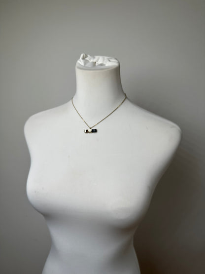 Vintage Chloé Leather Detail Necklace Gold Black