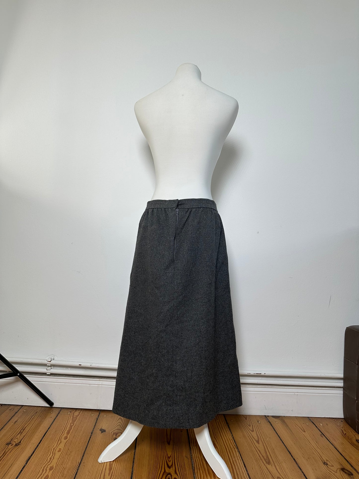 Vintage Givenchy Nouvelle Boutique Wool Skirt Charcoal Grey S