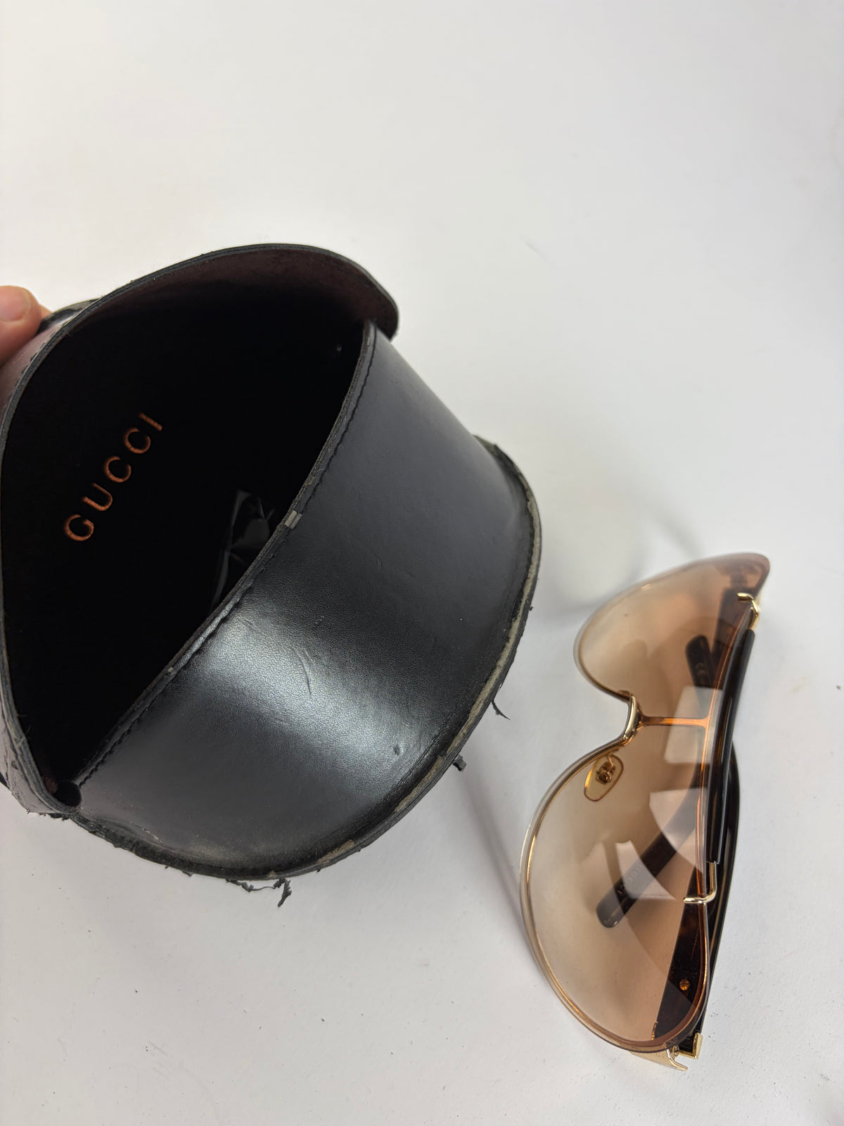 Vintage Gucci Acetate Sunglasses Late 1990s Black Gold