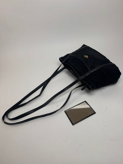 Sac vintage en cuir et coton Bottega Veneta noir