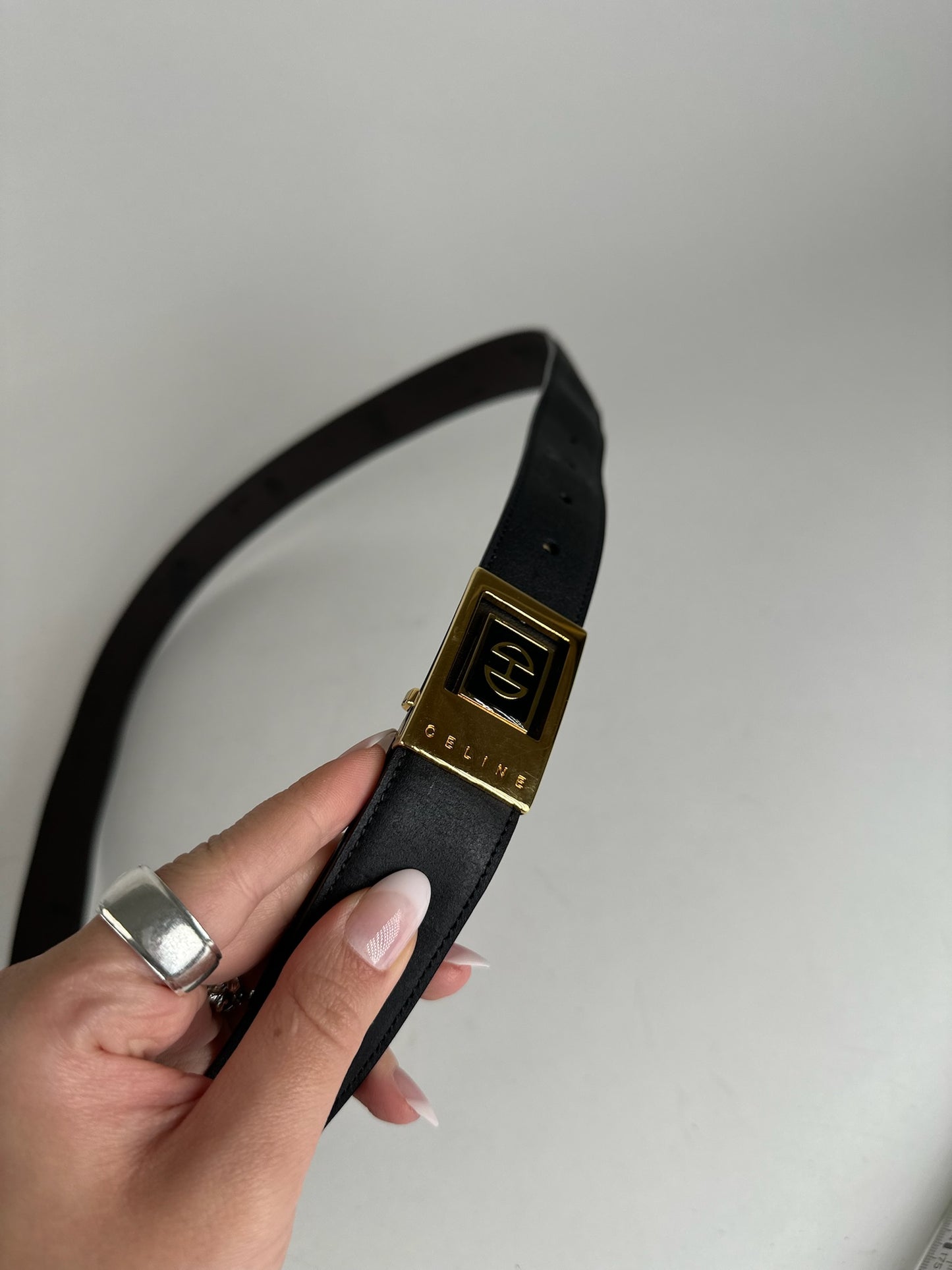 Vintage Celine Paris Leather belt black