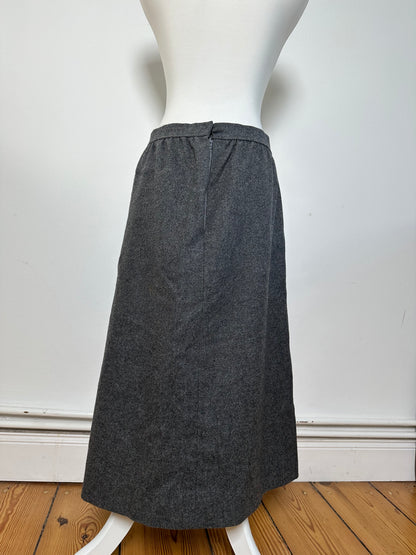 Vintage Givenchy Nouvelle Boutique Wool Skirt Charcoal Grey S