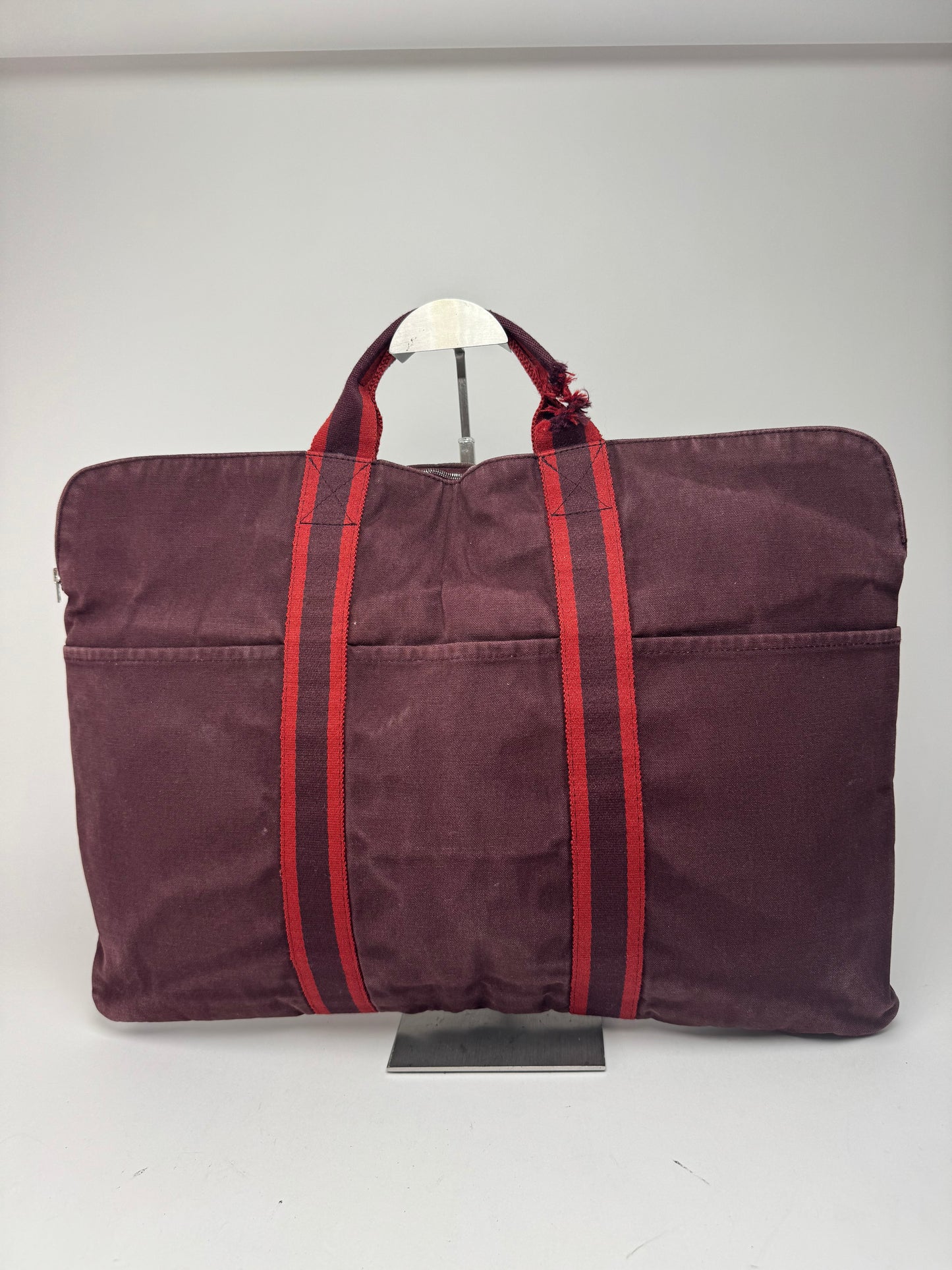 Sac de voyage vintage en toile Hermès violet