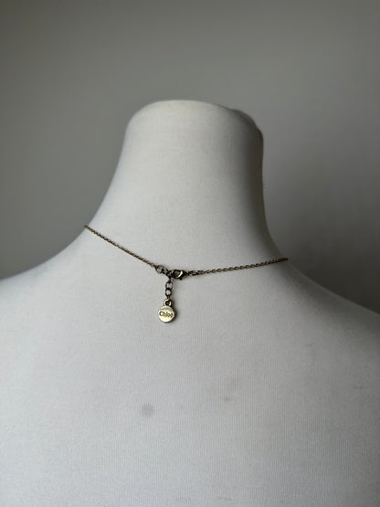 Vintage Chloé Leather Detail Necklace Gold Black