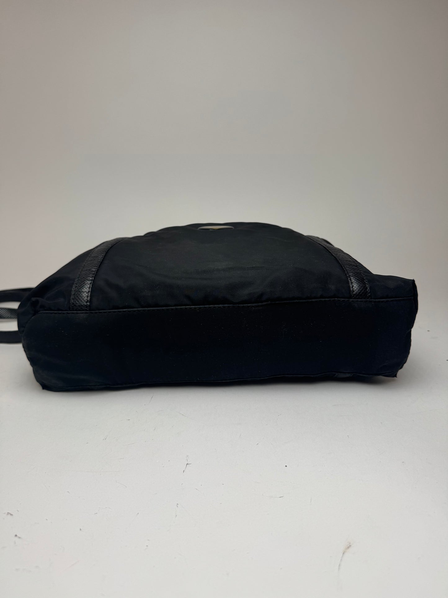 Sac vintage en cuir et coton Bottega Veneta noir