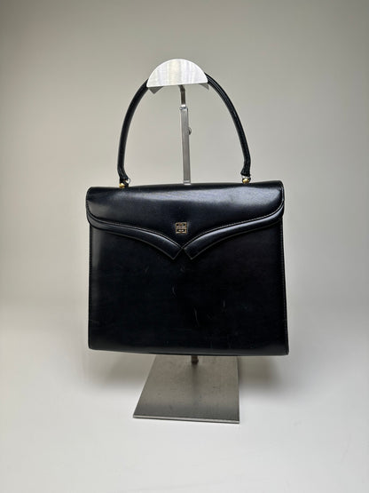 Vintage Givenchy Structured Leather Bag Black Gold