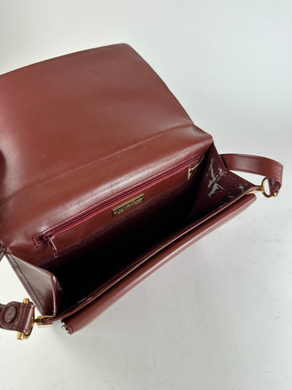 Vintage Cartier Leather Multiway Bag Burgundy