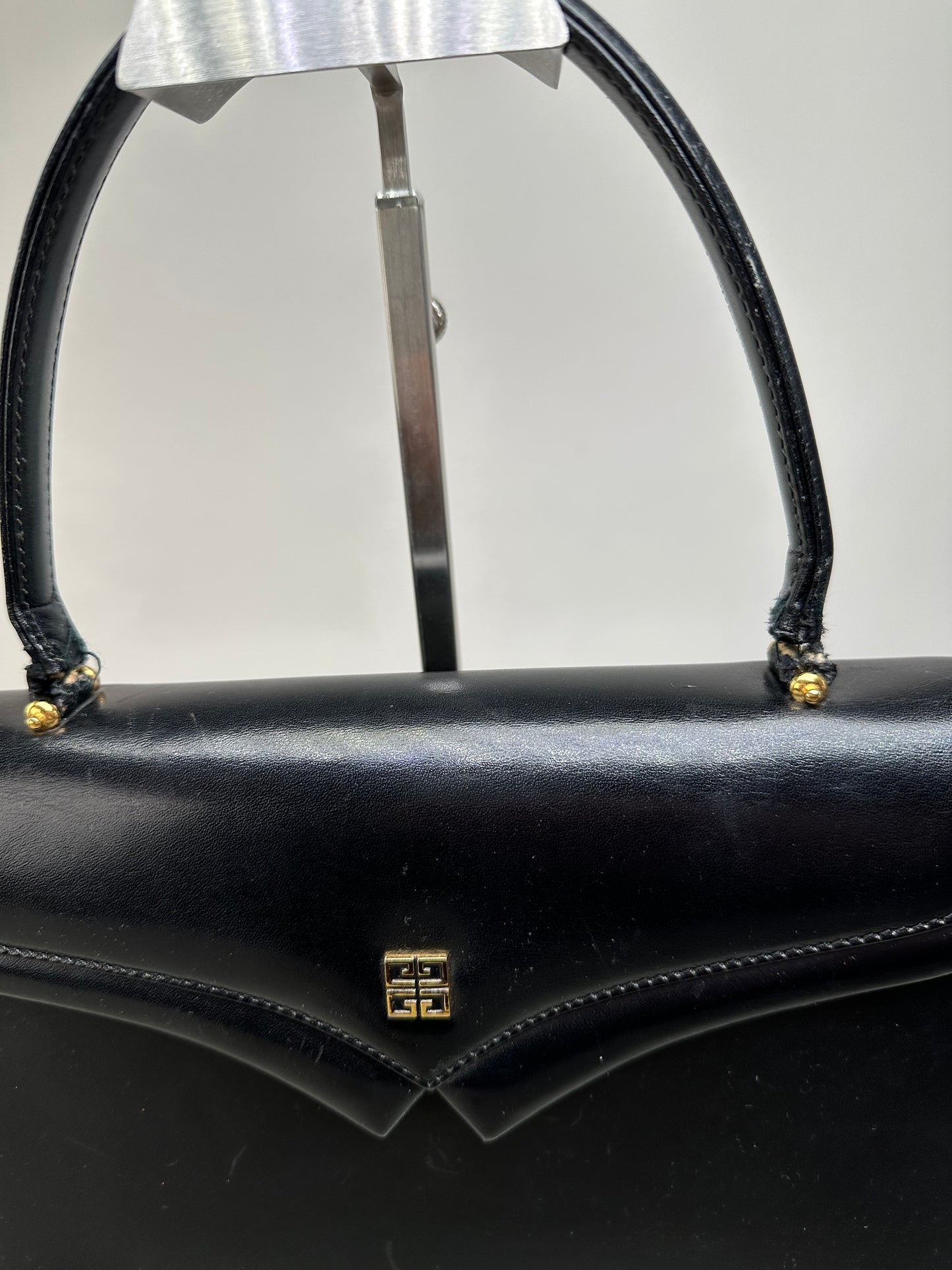 Vintage Givenchy Structured Leather Bag Black Gold