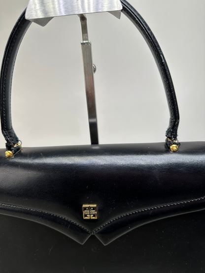 Vintage Givenchy Structured Leather Bag Black Gold