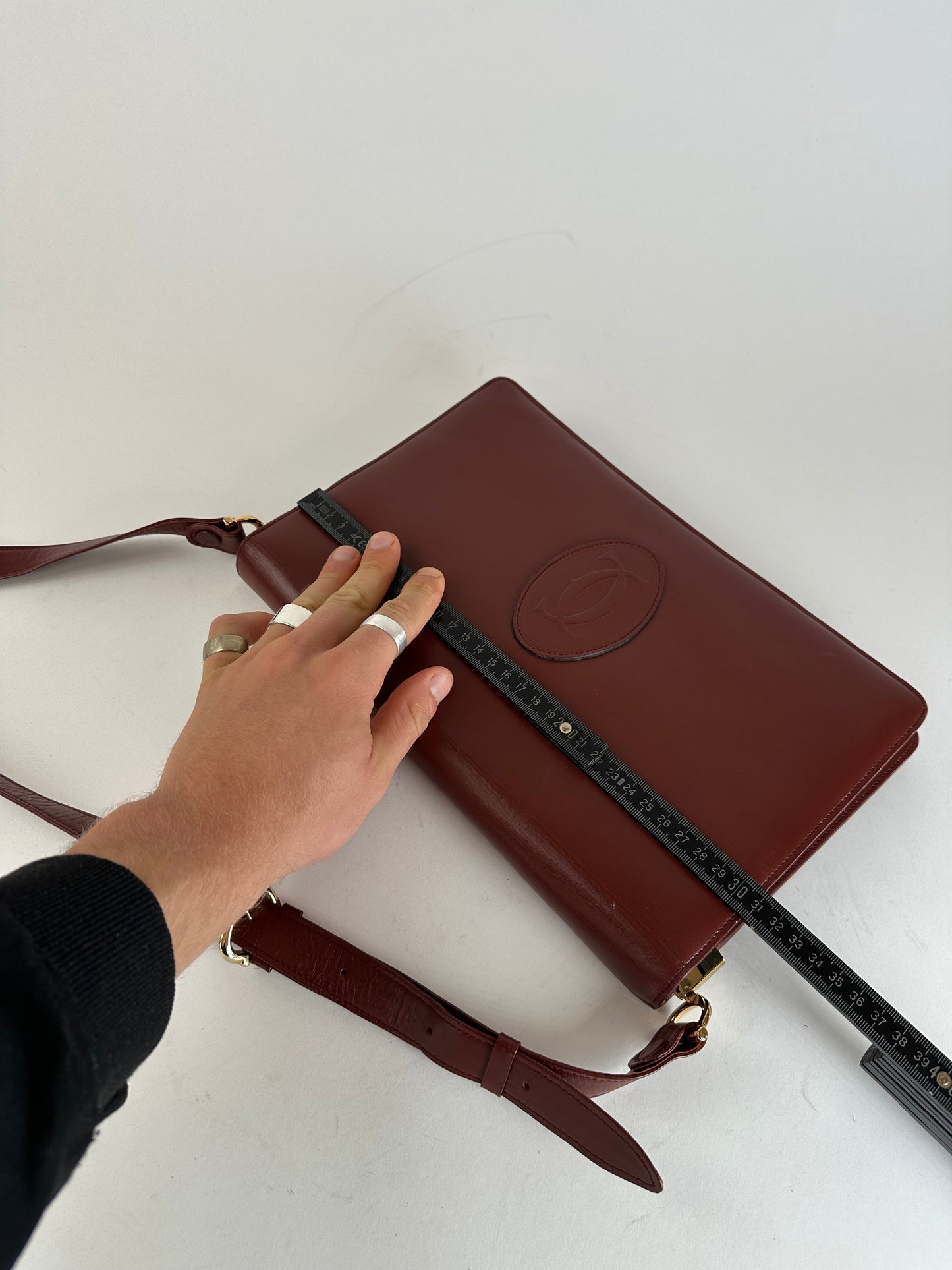 Vintage Cartier Leather Multiway Bag Burgundy