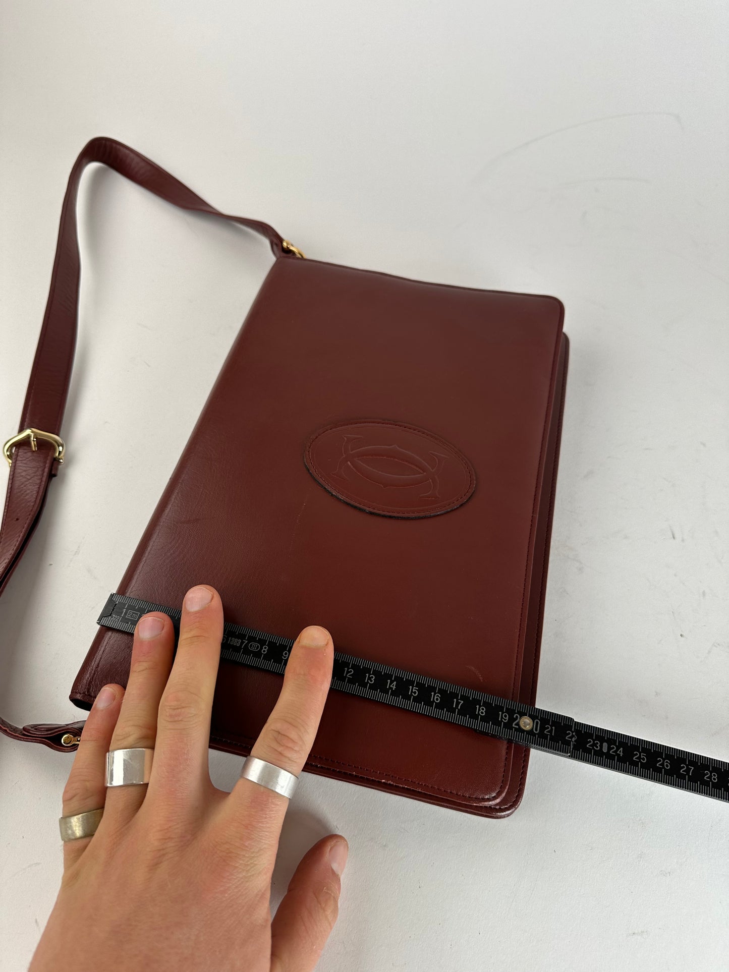 Vintage Cartier Leather Multiway Bag Burgundy