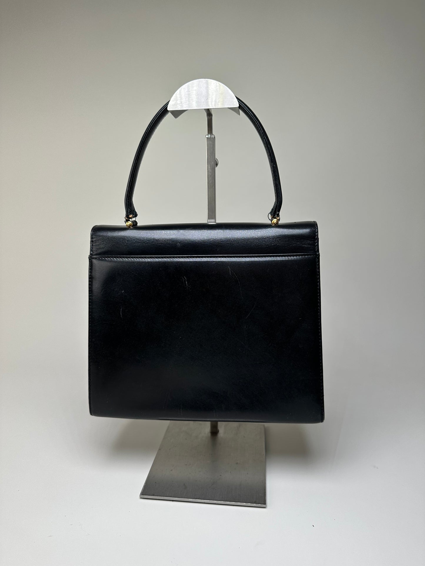 Vintage Givenchy Structured Leather Bag Black Gold