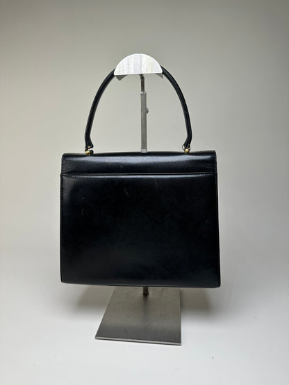 Vintage Givenchy Structured Leather Bag Black Gold