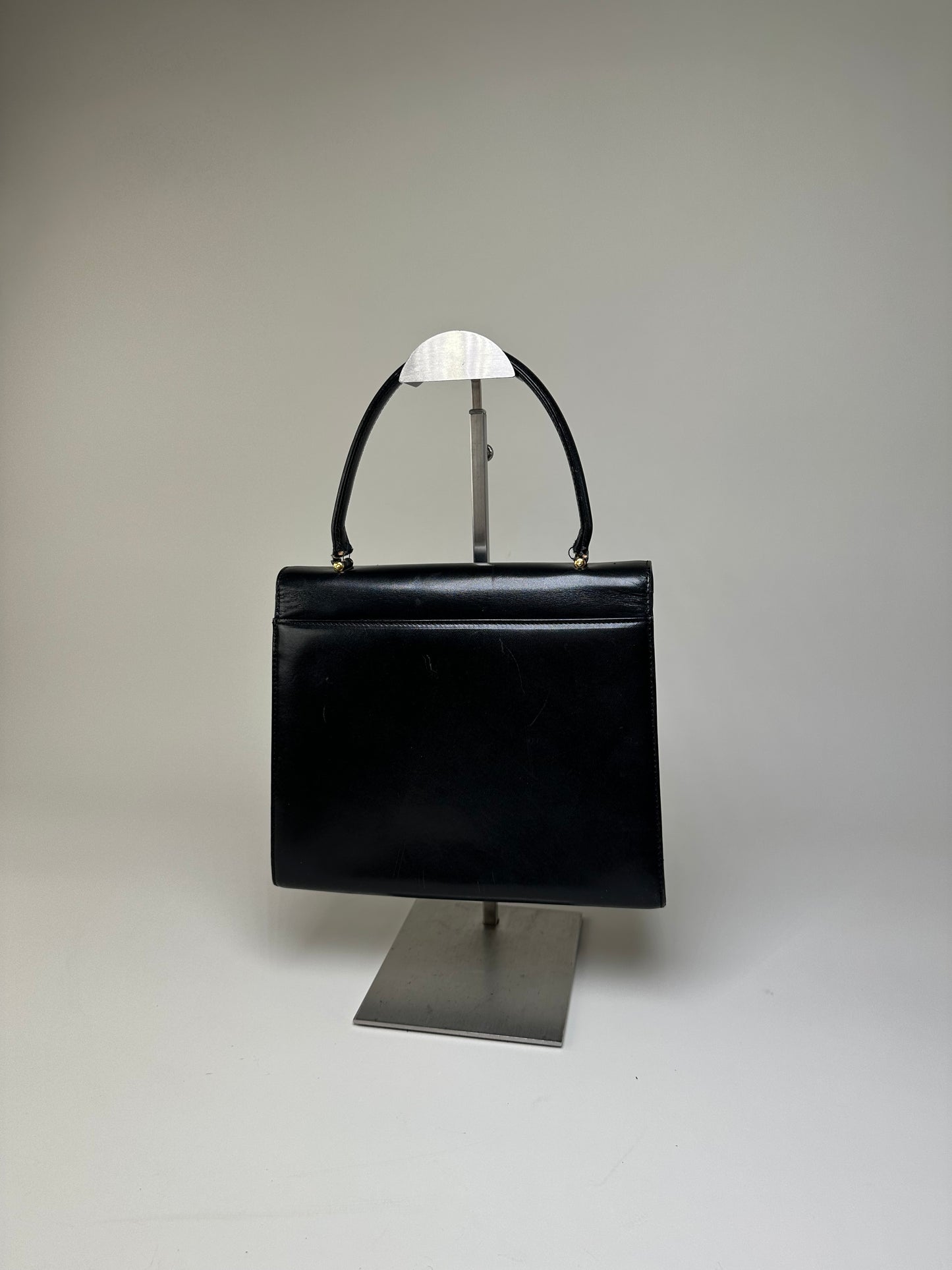 Vintage Givenchy Structured Leather Bag Black Gold