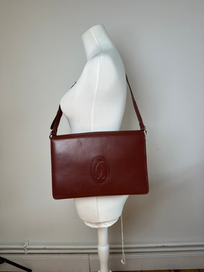 Vintage Cartier Leather Multiway Bag Burgundy