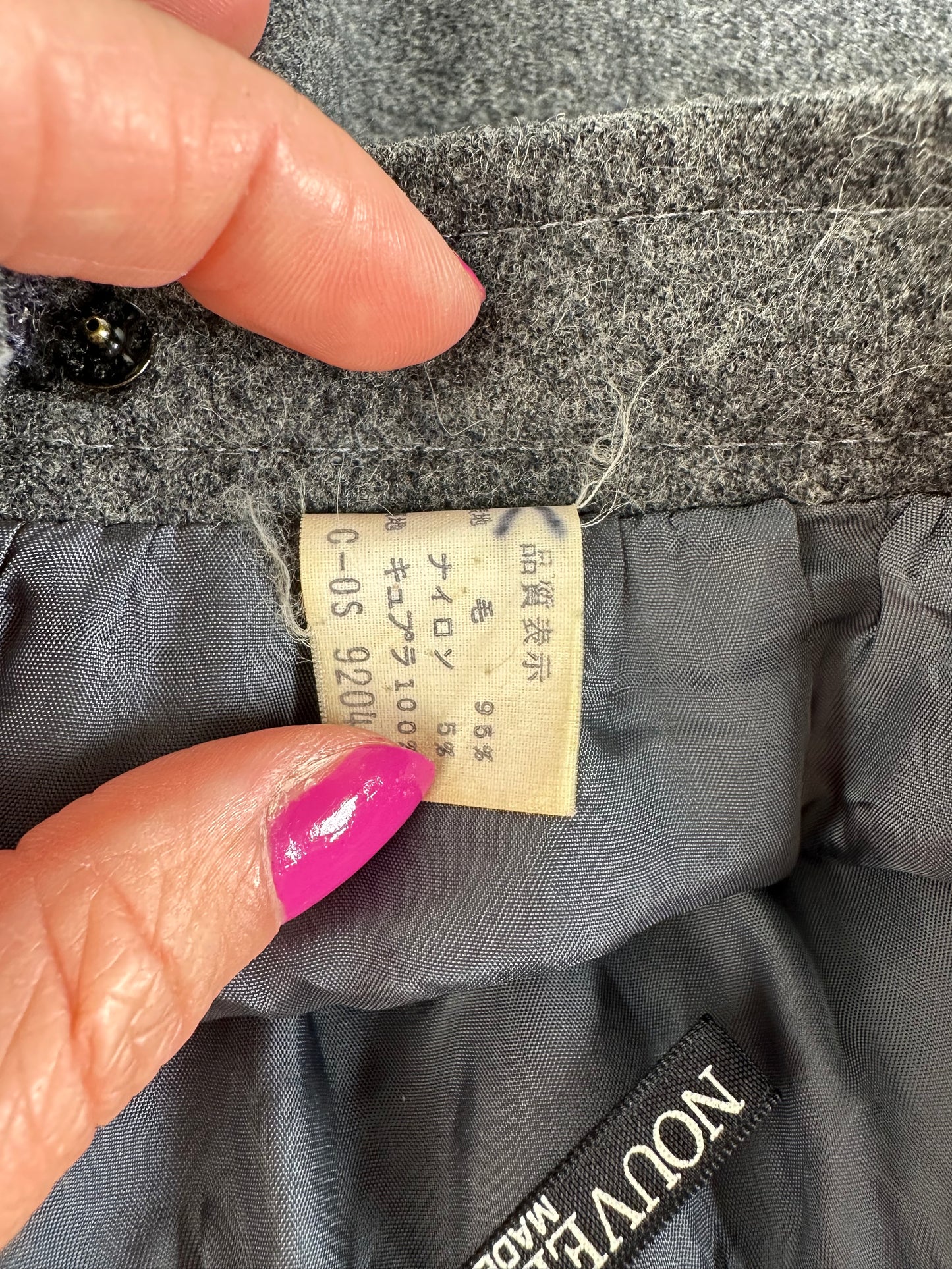 Vintage Givenchy Nouvelle Boutique Wool Skirt Charcoal Grey S