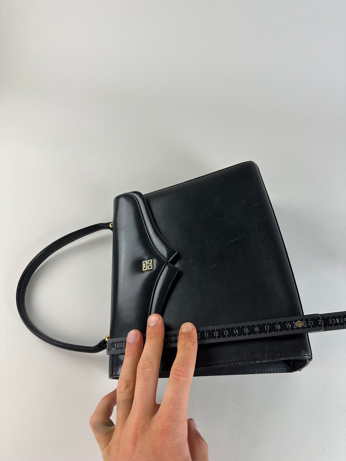 Vintage Givenchy Structured Leather Bag Black Gold