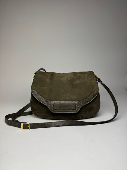 Vintage Courreges Suede Leather Shoulder / Crossbody Bag Khaki