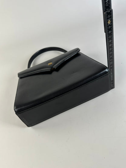 Vintage Givenchy Structured Leather Bag Black Gold