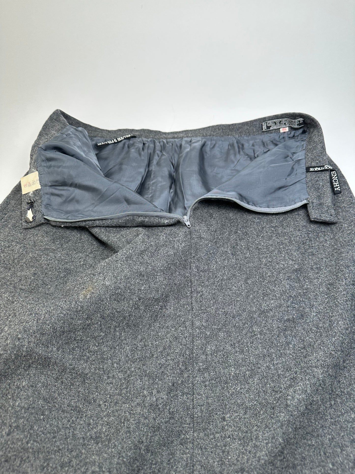 Vintage Givenchy Nouvelle Boutique Wool Skirt Charcoal Grey S