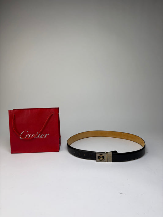 Vintage Cartier Leather Belt c. Late 1980s–1990s Black Gold