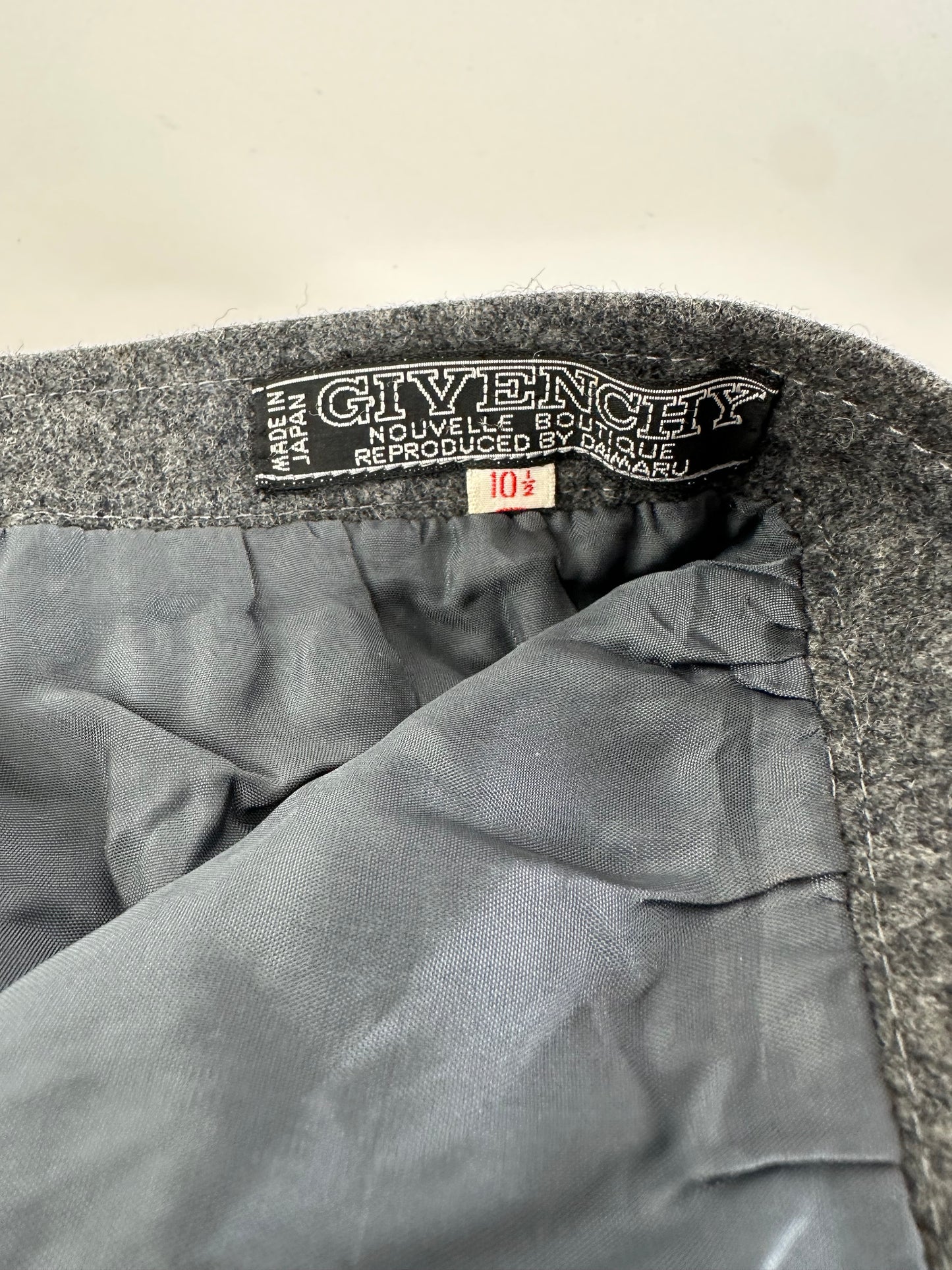 Vintage Givenchy Nouvelle Boutique Wool Skirt Charcoal Grey S