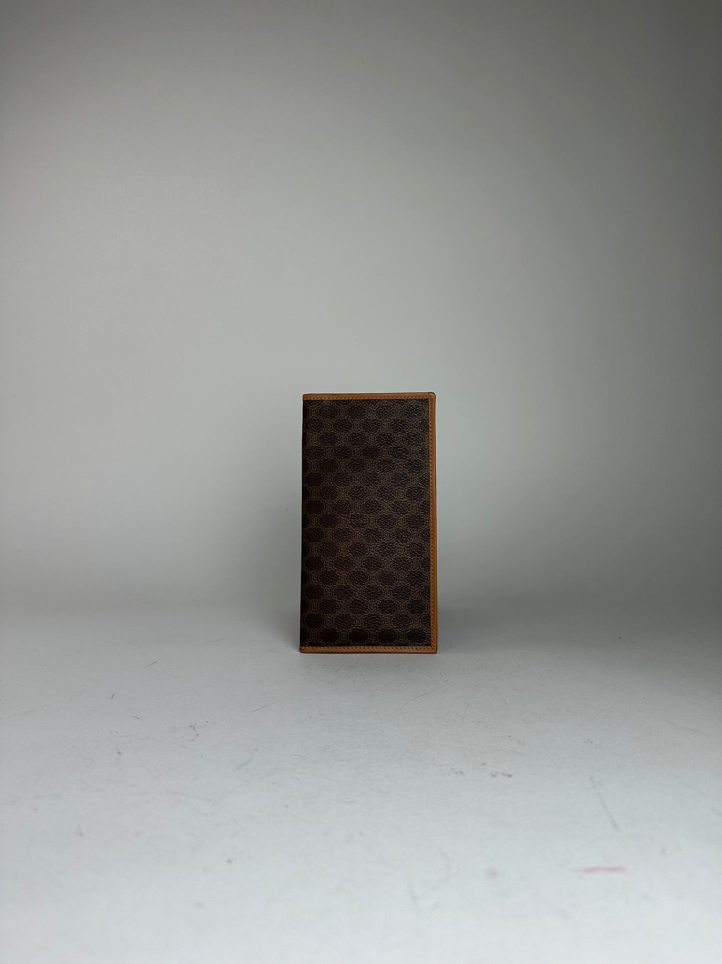 Vintage Celine Macadam Triomphe Monogram Coated Canvas Long Wallet Brown