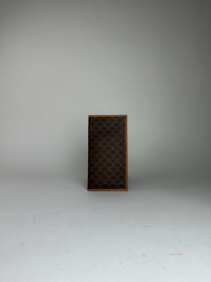 Vintage Celine Macadam Triomphe Monogram Coated Canvas Long Wallet Brown
