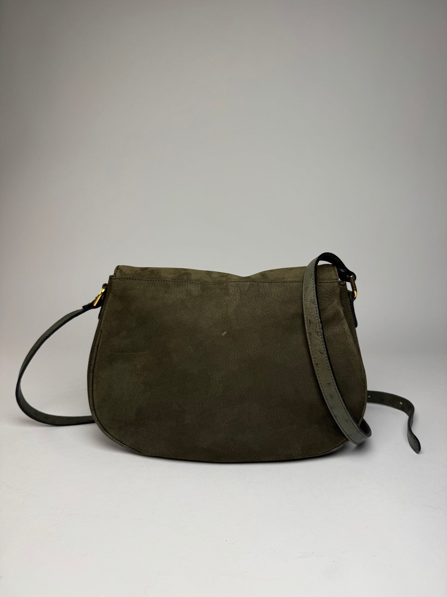 Vintage Courreges Suede Leather Shoulder / Crossbody Bag Khaki