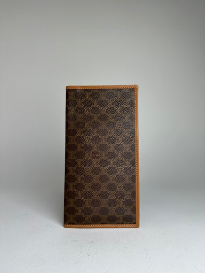 Vintage Celine Macadam Triomphe Monogram Coated Canvas Long Wallet Brown