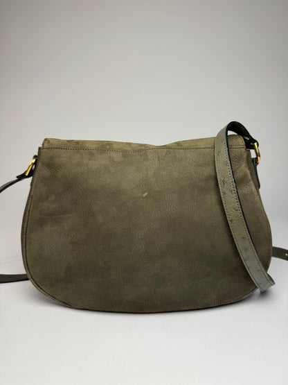 Vintage Courreges Suede Leather Shoulder / Crossbody Bag Khaki
