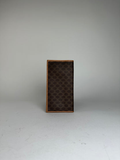 Vintage Celine Macadam Triomphe Monogram Coated Canvas Long Wallet Brown