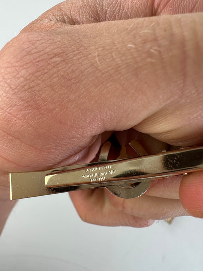 Vintage Celine Logo Cufflinks and Tie Clip Set Gold