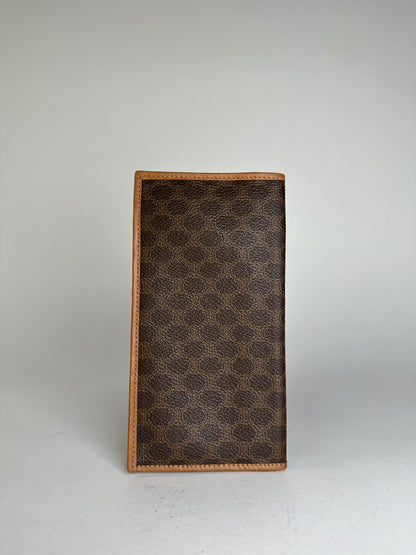 Vintage Celine Macadam Triomphe Monogram Coated Canvas Long Wallet Brown