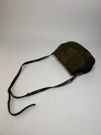 Vintage Courreges Suede Leather Shoulder / Crossbody Bag Khaki
