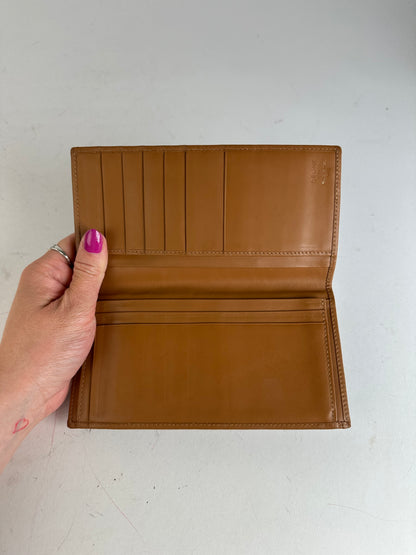Vintage Celine Macadam Triomphe Monogram Coated Canvas Long Wallet Brown