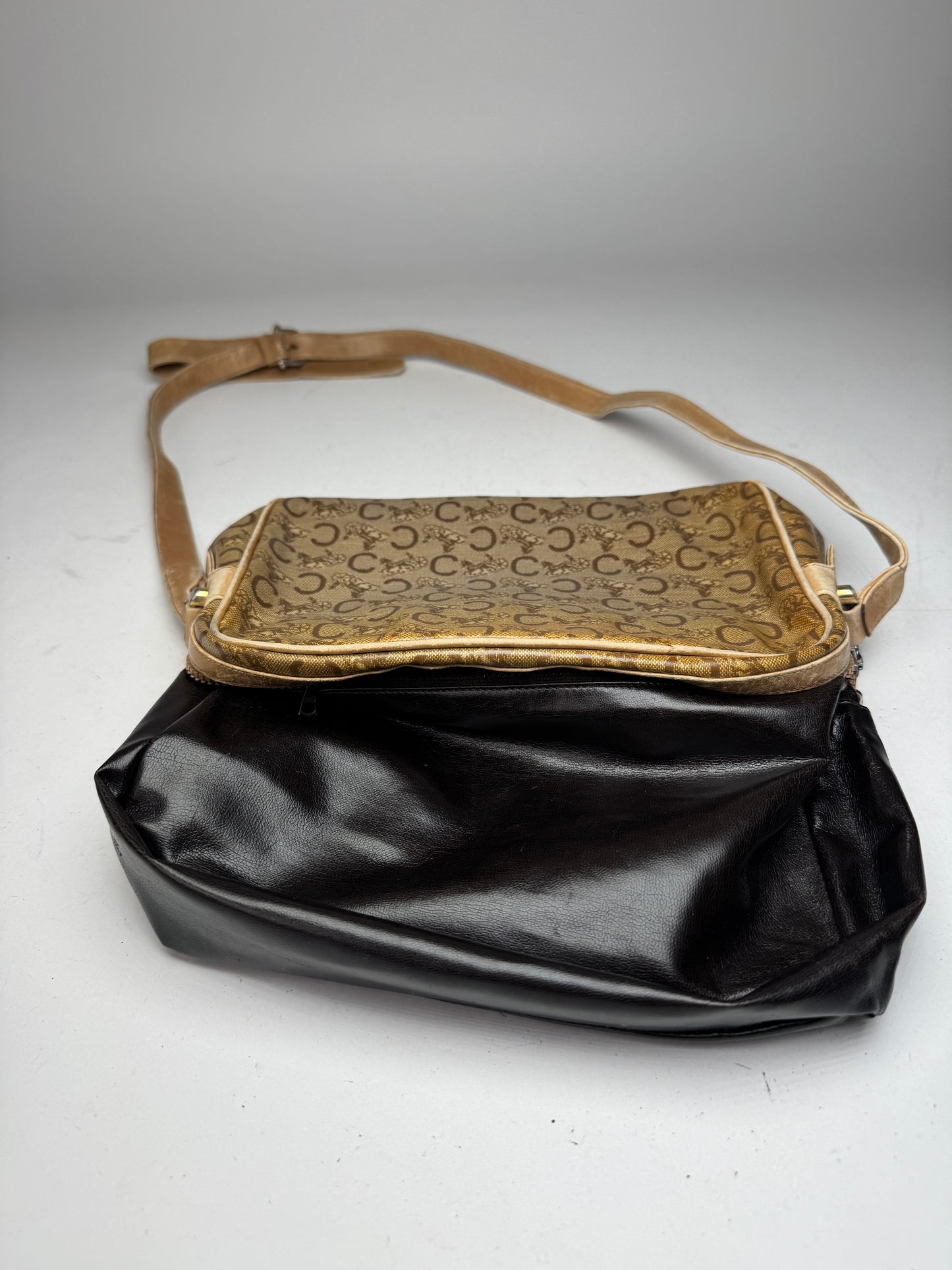 Vintage Celine Paris Patent Leather Monogram Crossbody Bag