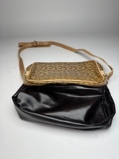 Vintage Celine Paris Patent Leather Monogram Crossbody Bag