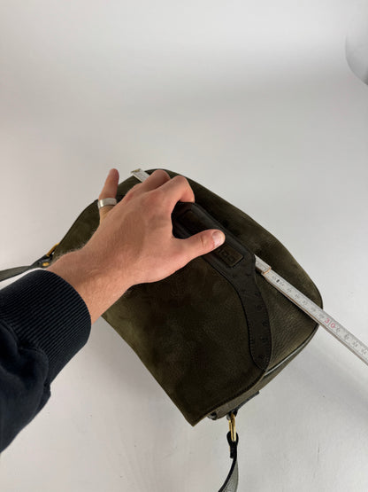 Vintage Courreges Suede Leather Shoulder / Crossbody Bag Khaki