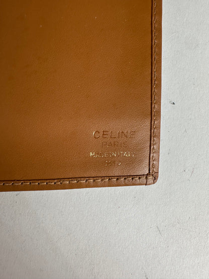 Vintage Celine Macadam Triomphe Monogram Coated Canvas Long Wallet Brown