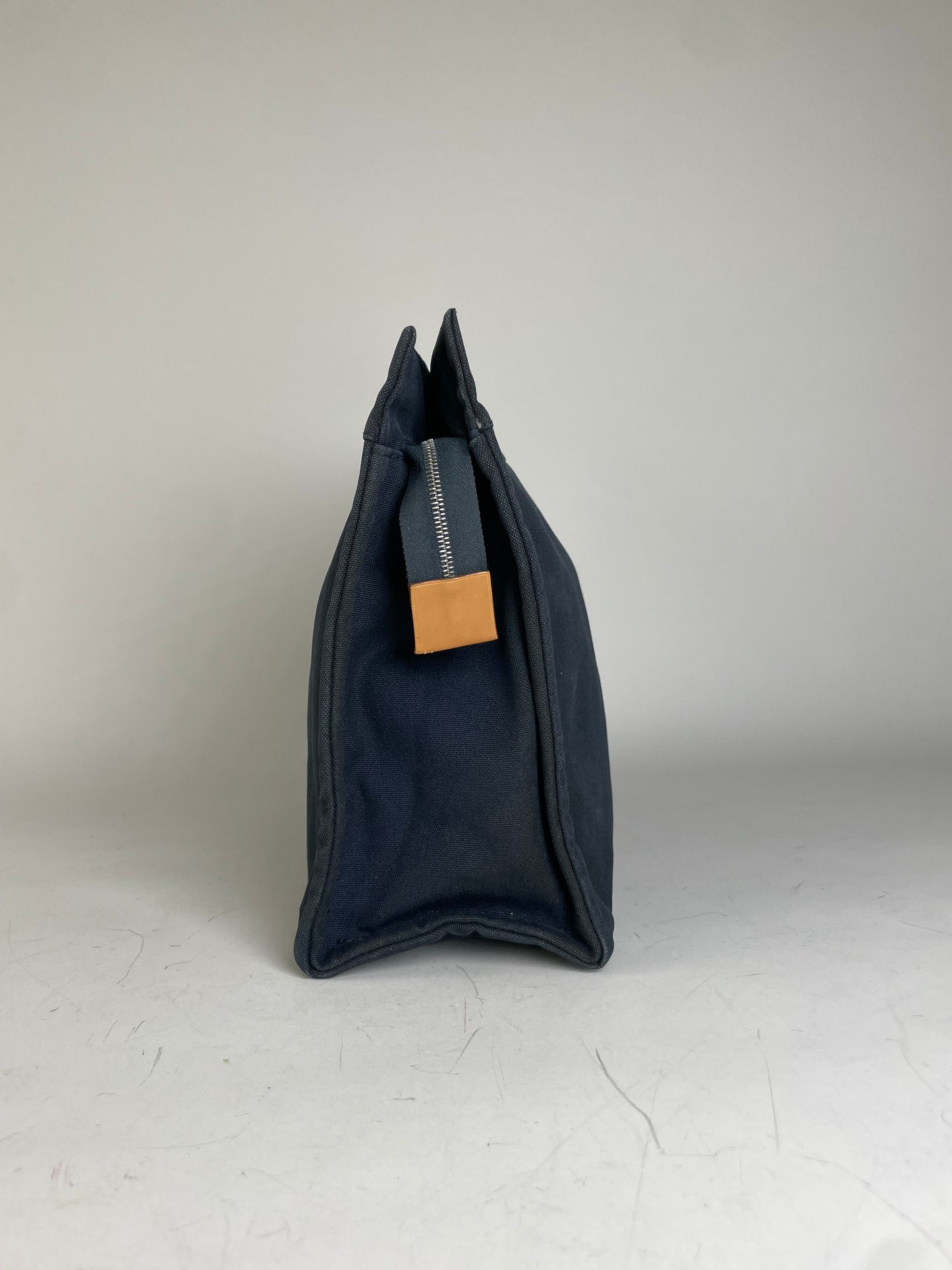 Vintage Hermes Cotton Clutch Bag Navy Rust Silver