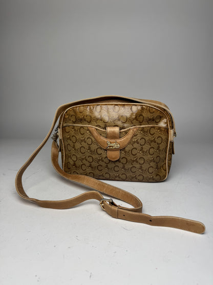 Vintage Celine Paris Patent Leather Monogram Crossbody Bag