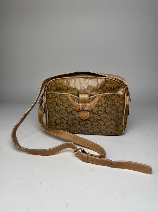 Vintage Celine Paris Patent Leather Monogram Crossbody Bag