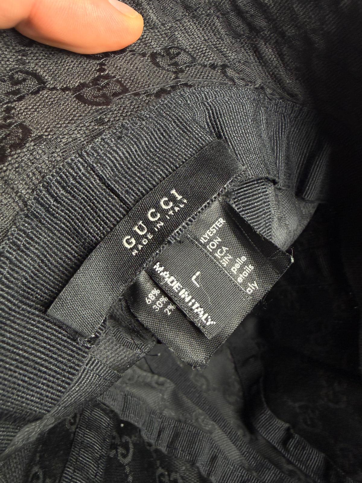 Vintage Gucci GG Monogram Canvas Bucket Hat Late 1990s Black Beige