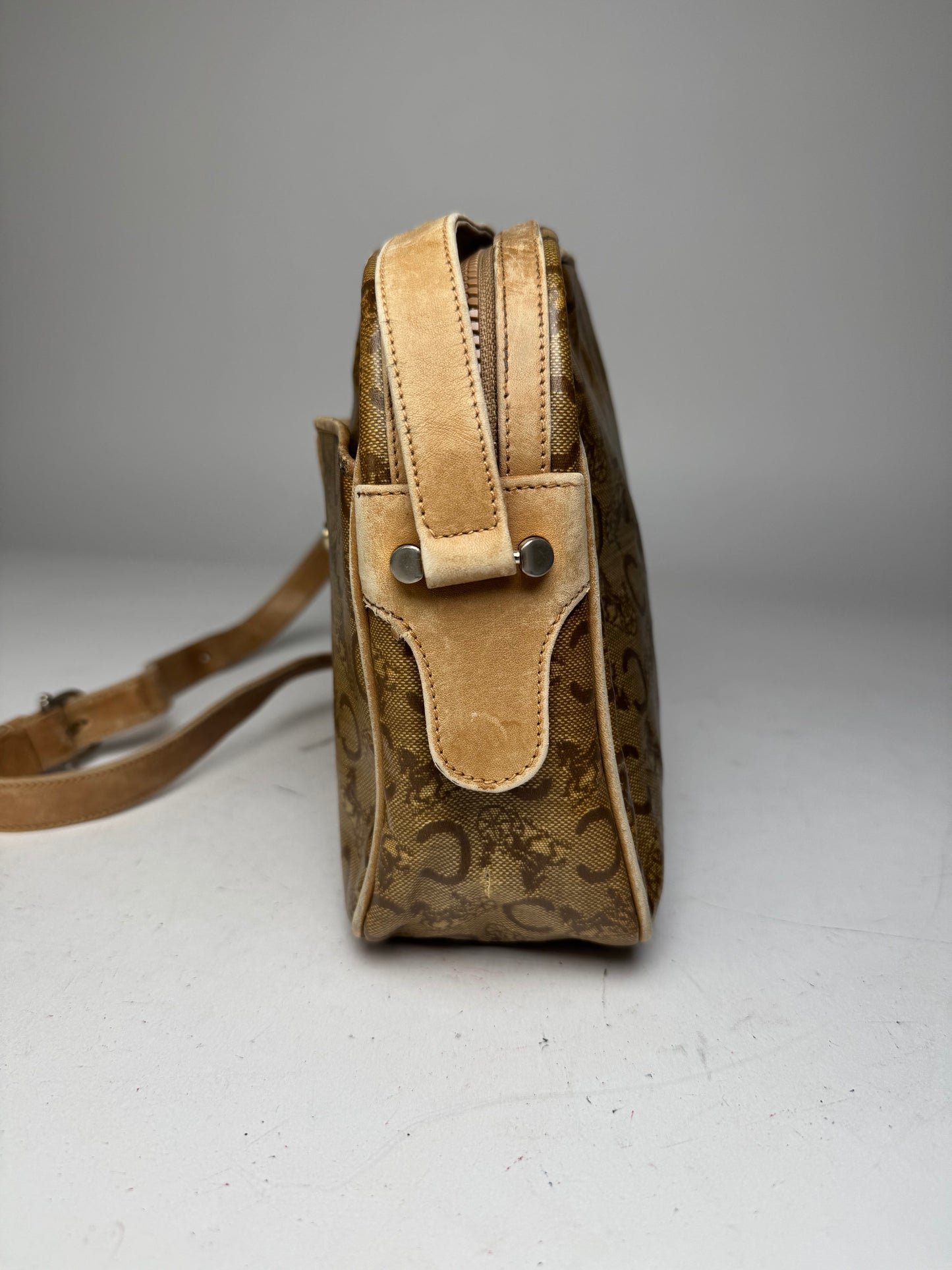 Vintage Celine Paris Patent Leather Monogram Crossbody Bag