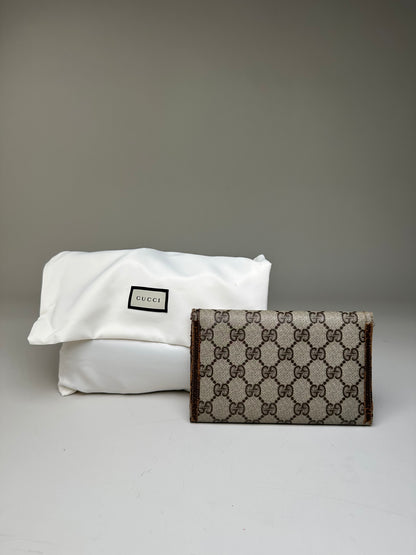 Vintage Gucci GG Supreme Wallet Beige Brown Gold