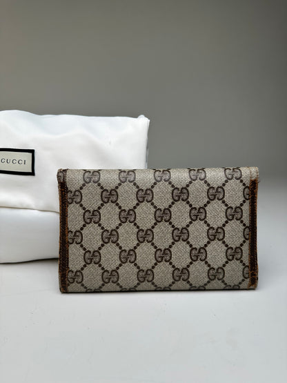 Vintage Gucci GG Supreme Wallet Beige Brown Gold