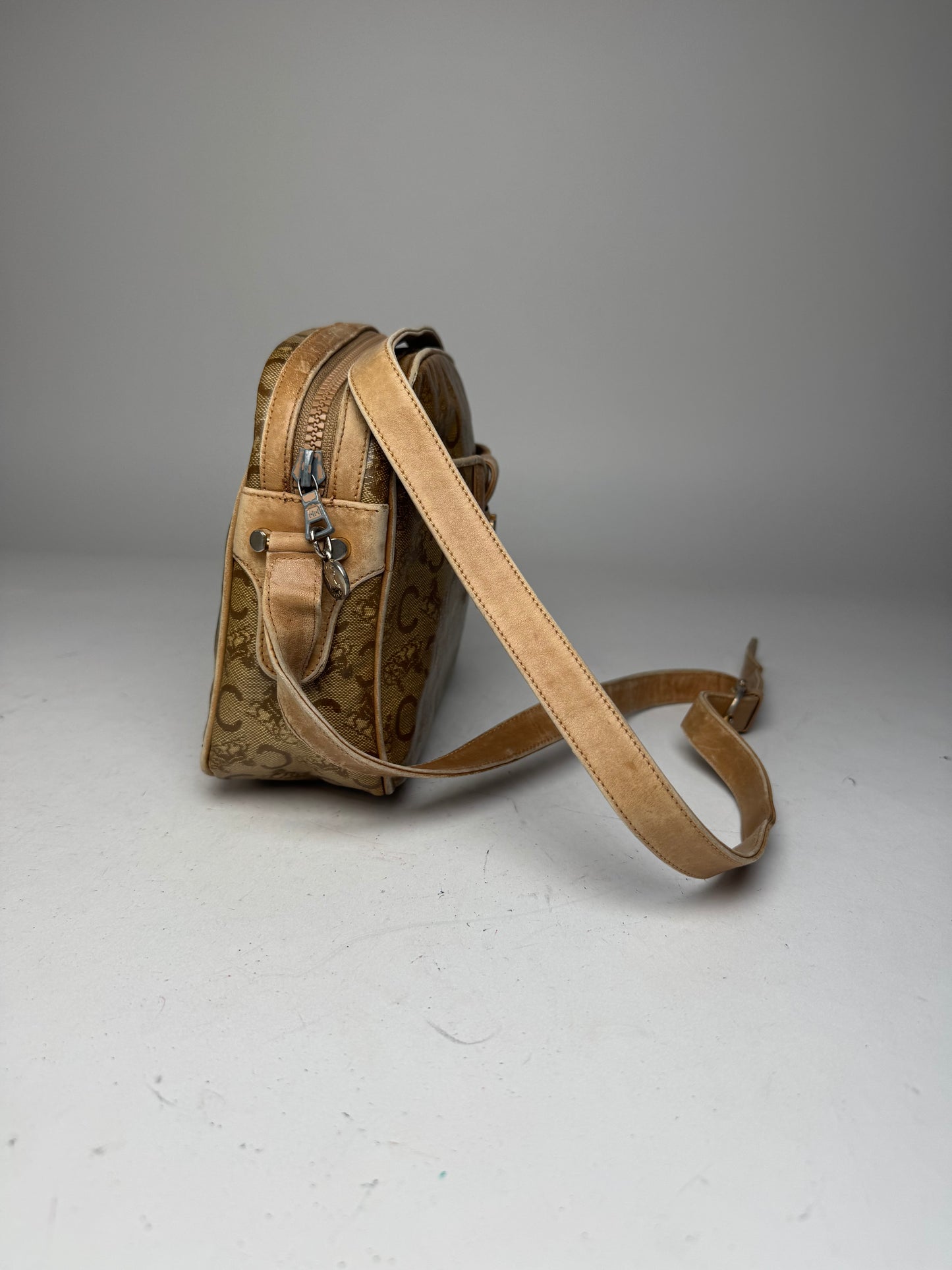 Vintage Celine Paris Patent Leather Monogram Crossbody Bag