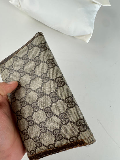 Vintage Gucci GG Supreme Wallet Beige Brown Gold