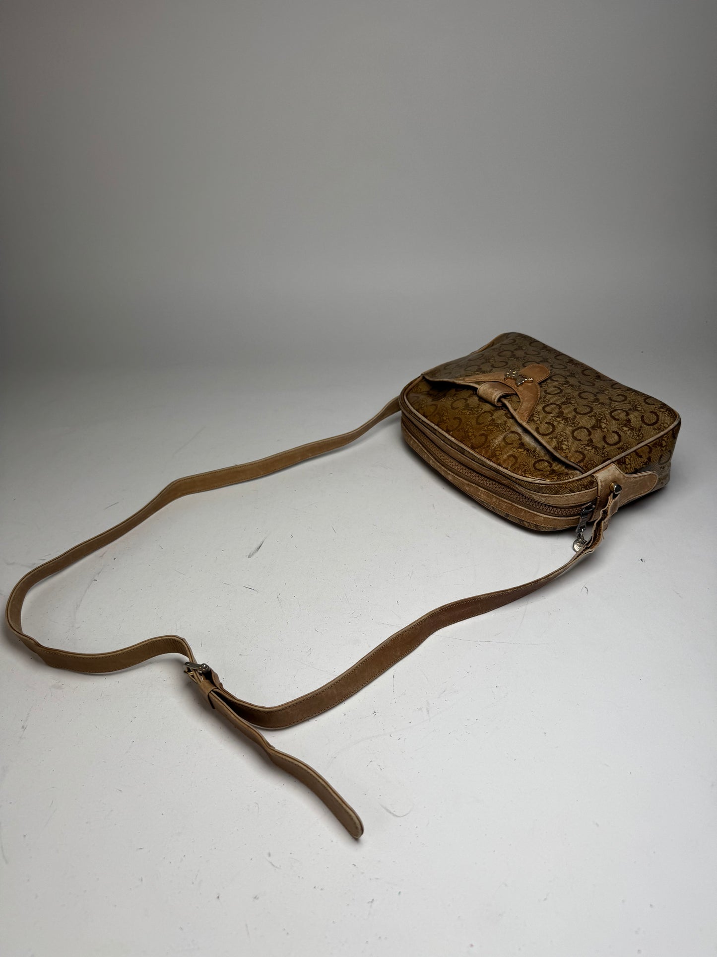 Vintage Celine Paris Patent Leather Monogram Crossbody Bag